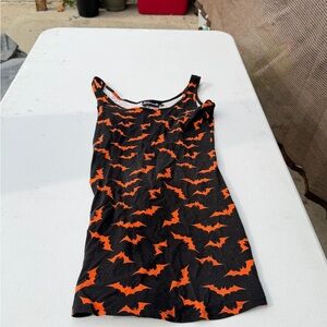 Black and Orange Bat Print Tank Top